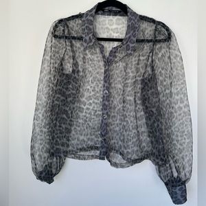Zara Sheer Animal Print Top SZ L - barely worn